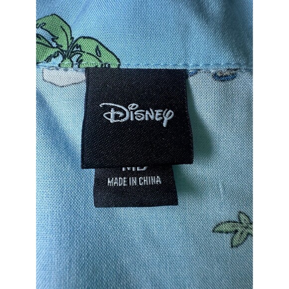 Disney Lilo & Stitch Blue Hawaiian Beach Scenes Button Up Shirt Men's MEDIUM - Picture 4 of 8